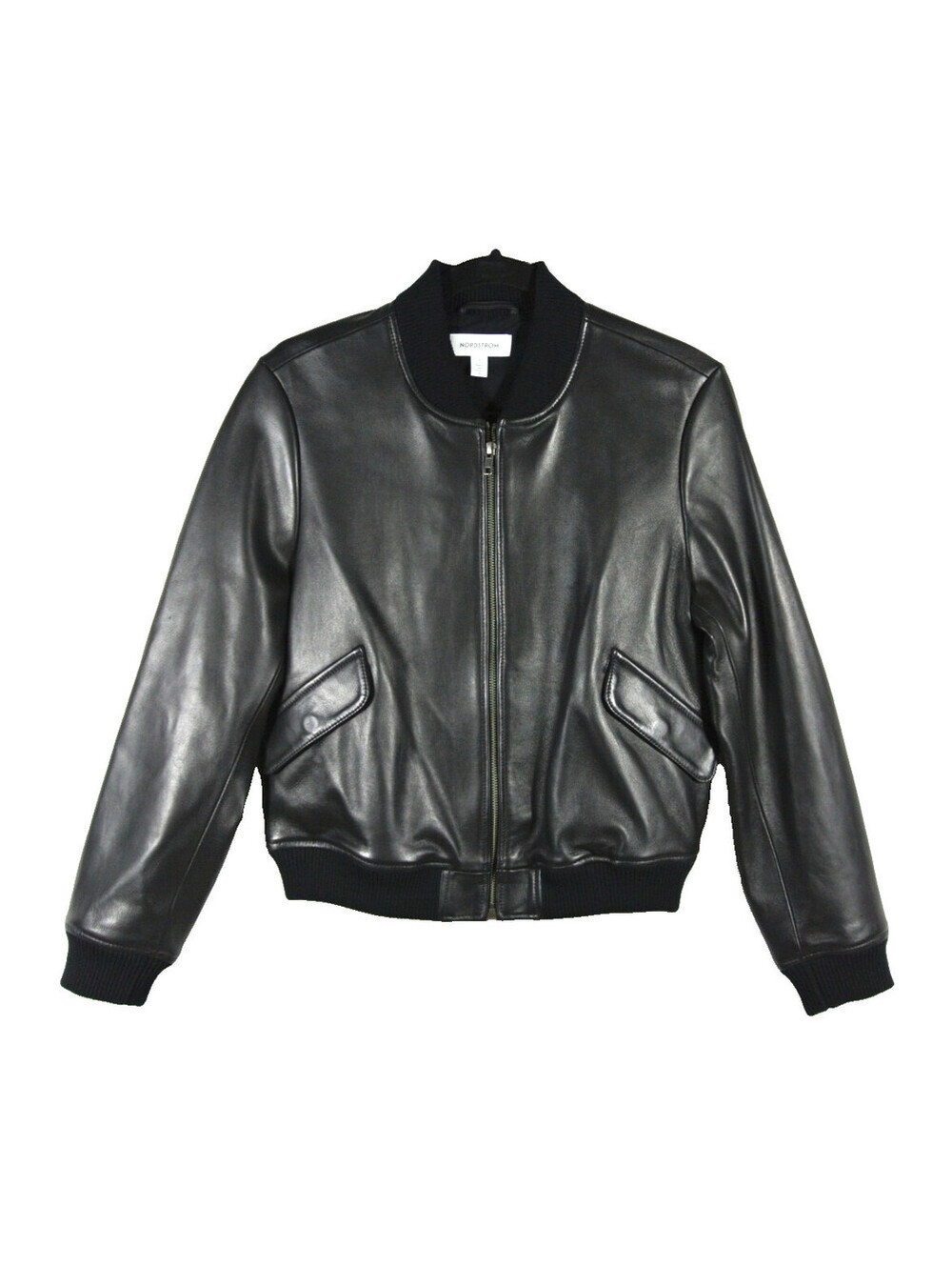 New, Nordstrom Brand Leather Jacket in Black Size S #SJ2734